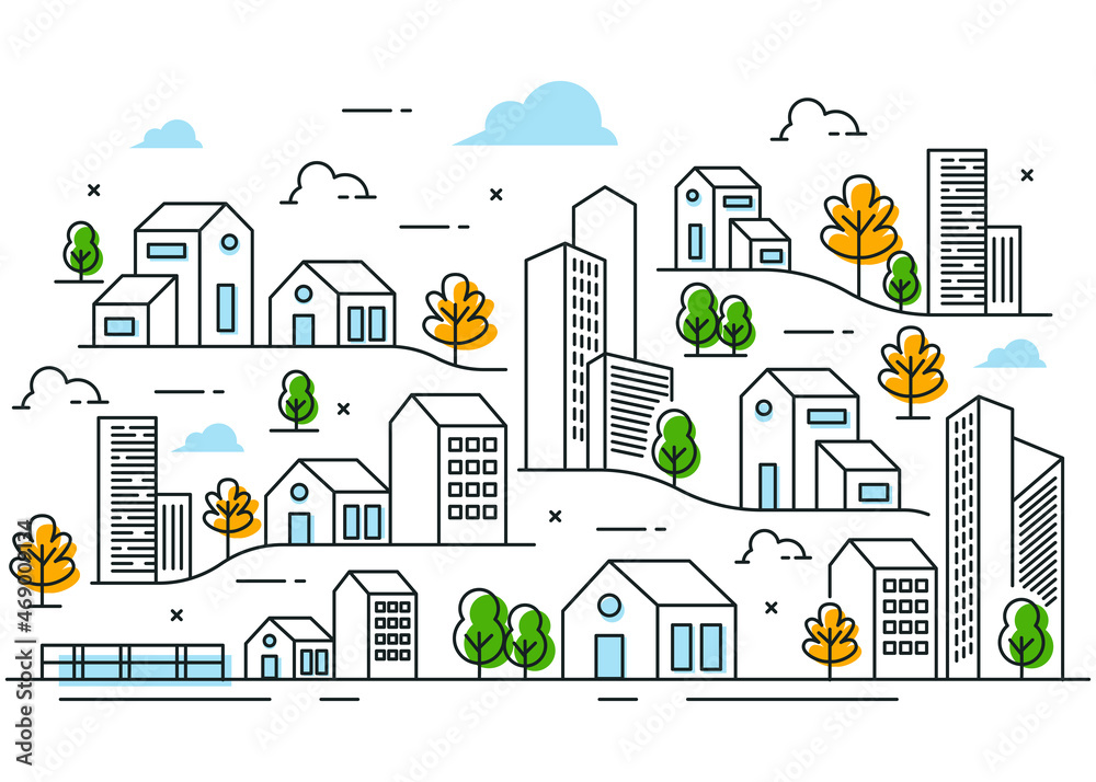 Concept city line illustration design