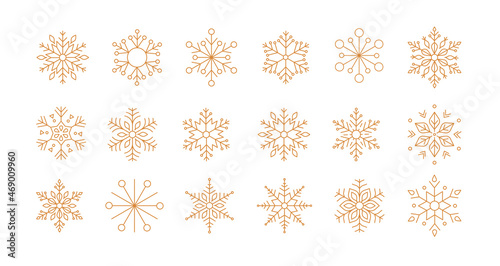 Simple Christmas background, geometric minimalist pattern with golden snowflakes. Retro Xmas concept design