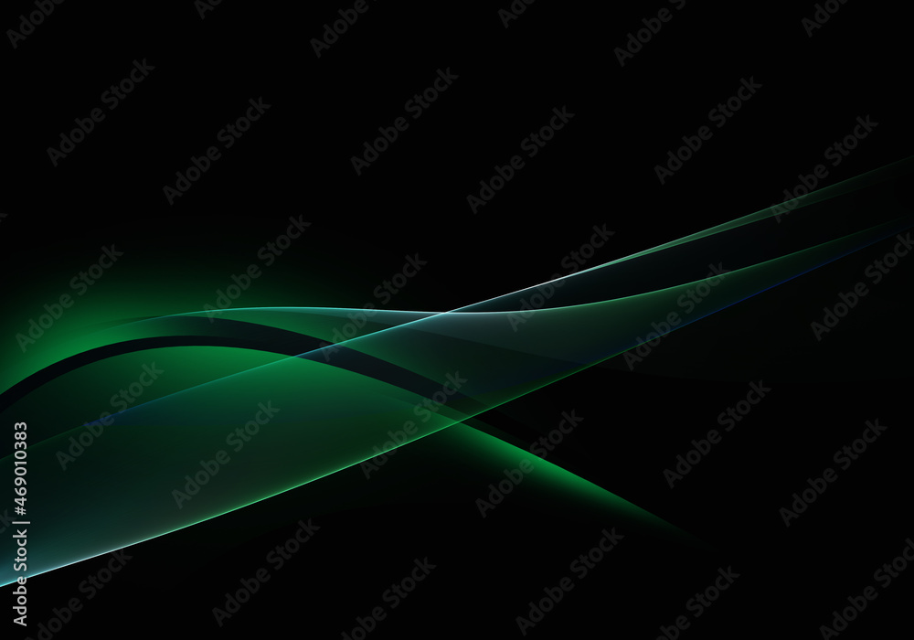 Abstract background waves. Black, green and blue abstract background