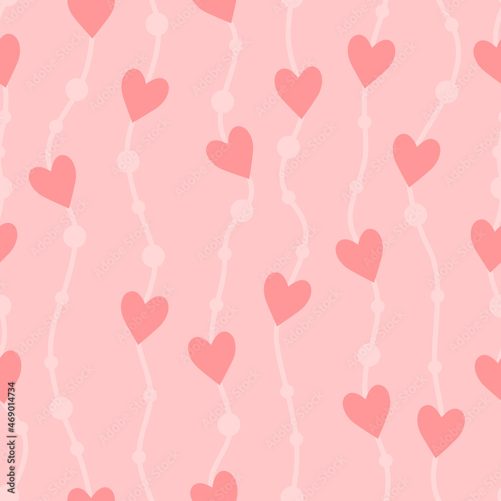 Vector seamless pattern with hearts. Cute design for fabric, wrapping, wallpaper for Valentine's Day.