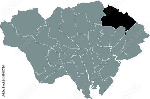 Black location map of the Lisvane electoral ward inside gray urban districts map of the Welsh capital city of Cardiff  United Kingdom