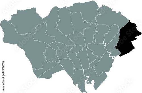 Black location map of the Trowbridge electoral ward inside gray urban districts map of the Welsh capital city of Cardiff  United Kingdom