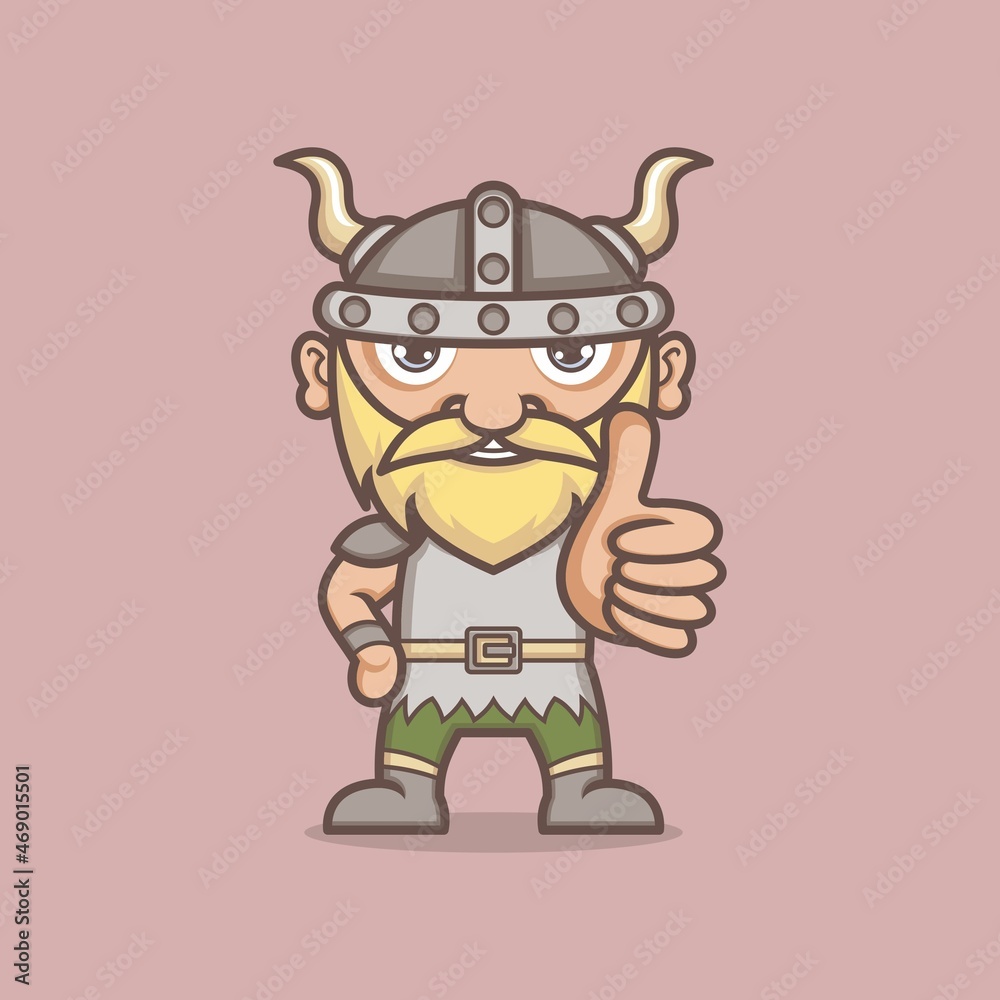 cute cartoon viking gives a like sign. vector illustration for mascot logo or sticker cute cartoon viking gives a like sign. vector illustration for mascot logo or sticker