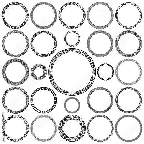 Collection of Greek Key Round Border Frames. Ideal for vintage label designs.