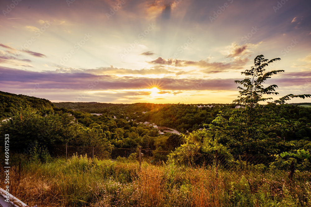 Sunset view over forest