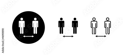 Social distance icons set. social distancing sign and symbol. self quarantine sign