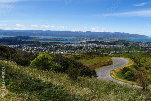 Panoramic view of Wellington, New Zealand on a sunny day