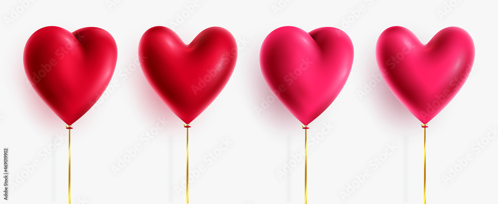 Hearts balloon element vector set. 3d heart balloons valentine ...