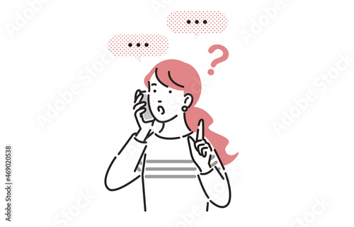 通話しながら質問する女性