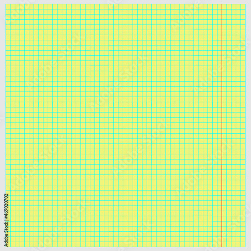 Feuille de papier quadrillé avec marge. 