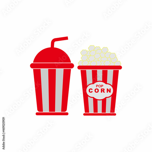 soda and pop corn icon.  soda and pop corn vector sign symbol