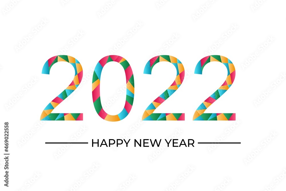 colorful Happy New Year 2022. geometric shape