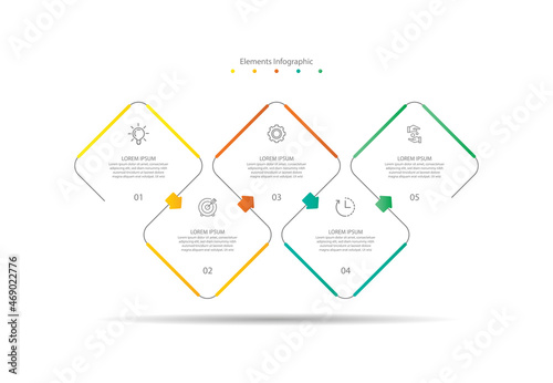 Presentation business infographic elements colorful with 5 step