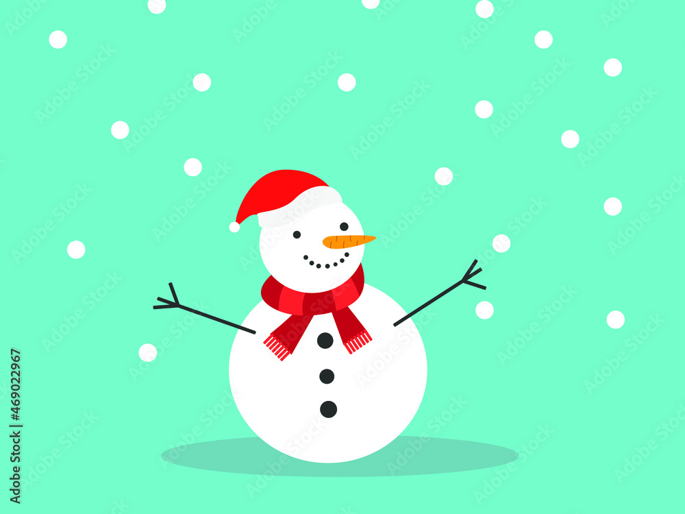 Snowman holiday christmas winter snow vector illustration background 
