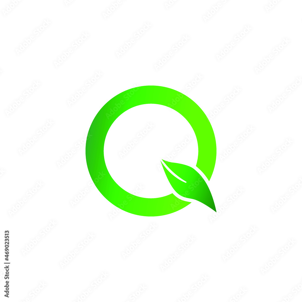 Letter Q eco leaves logo icon design elements