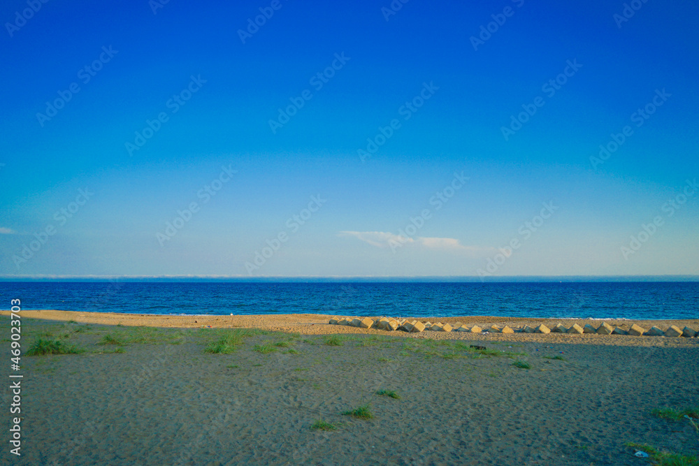 函館の砂浜と海