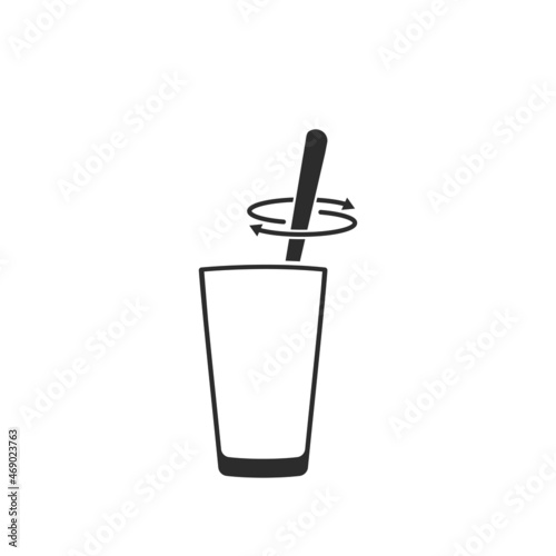 stirring drink with spoon icon vector sign concept design