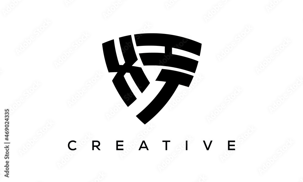 XTH letters logo, security Shield logo vector