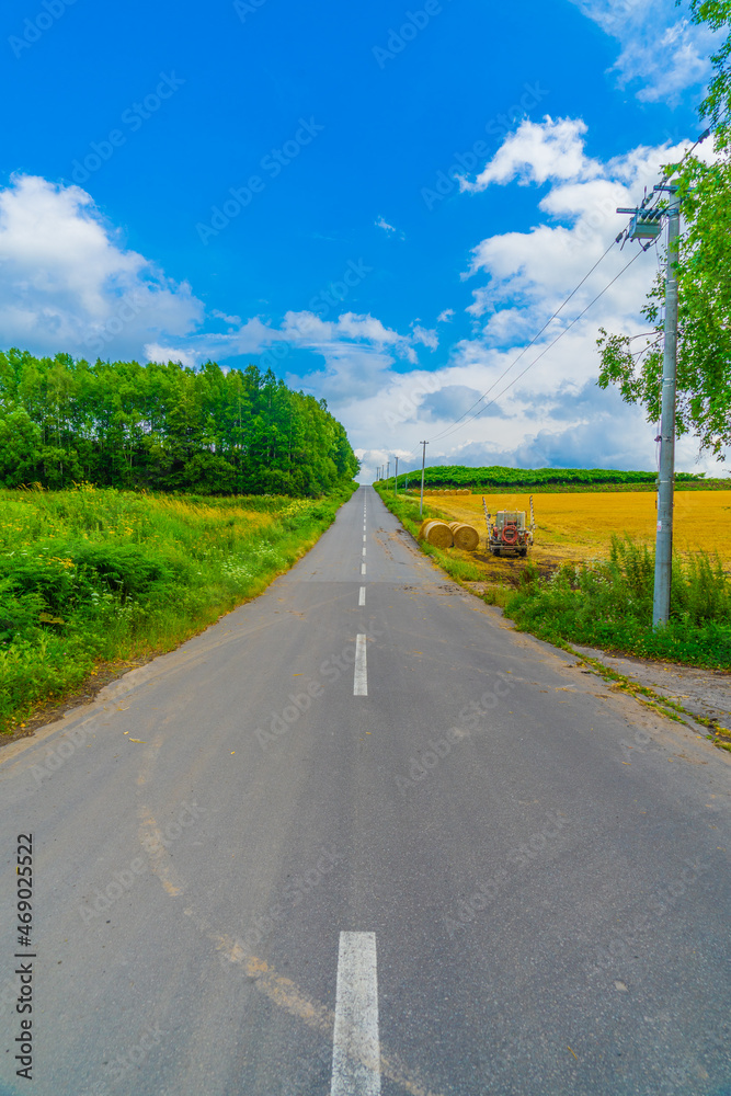 北海道の長い道と自然