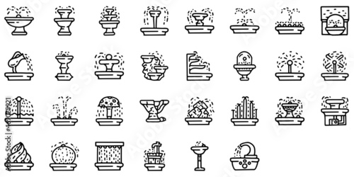 Water fountain line vector doodle simple icon set