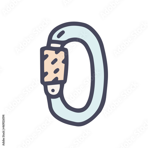 o-shape carabiner color vector doodle simple icon