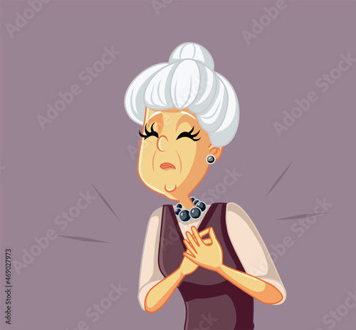 Senior Woman Suffering Heart Attack Vector Illustration