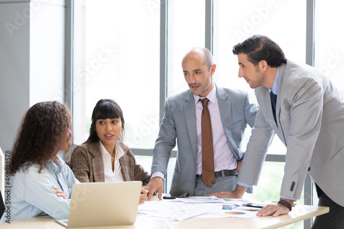 businesspeople team meeting and brainstorming works on the table in conference room