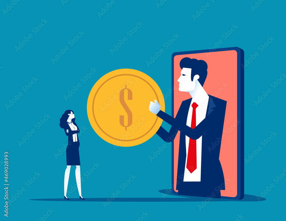 Bank evaluate characters for credit. Business cartoon vector illustration Bank evaluate characters for credit. Business cartoon vector illustration
