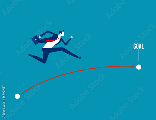 Business shortest route to achievement goals. Business vector illustration