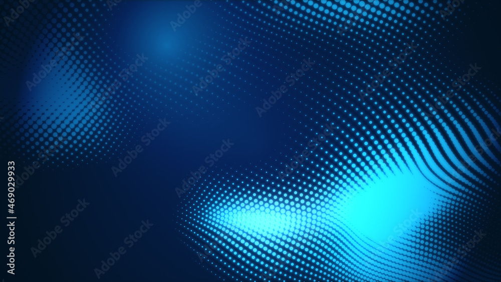 Abstract dot white blue wave gradient texture technology background.