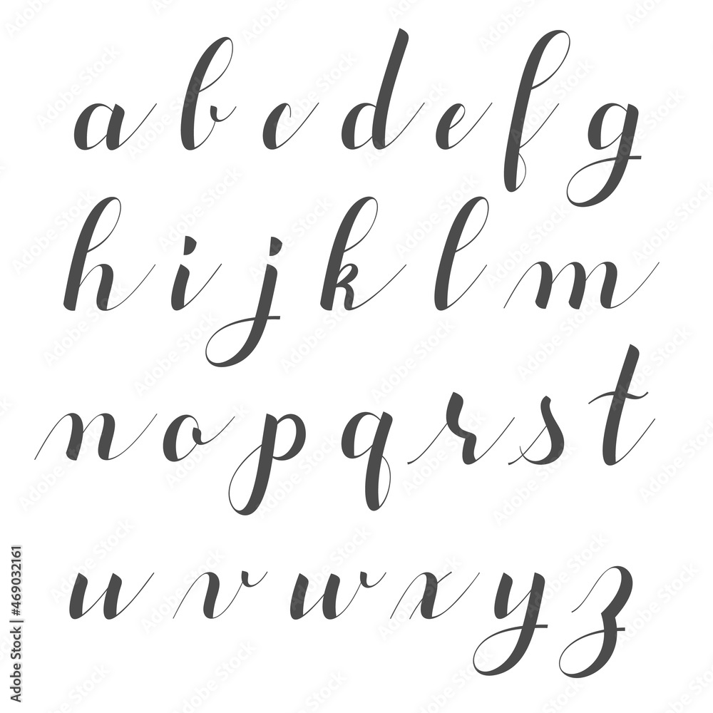 Calligraphy alphabet. Handwritten font. Manuscript abc. English ...