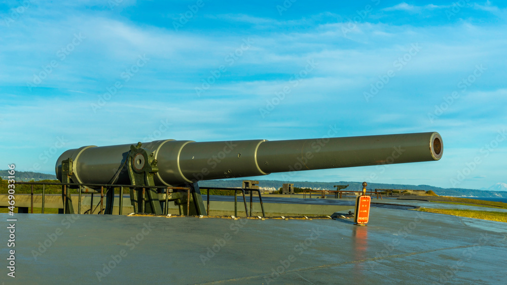 A Canon in Fort Casey Historical State Park is located on Whidbey Island, Washington A Canon in Fort Casey Historical State Park is located on Whidbey Island, Washington