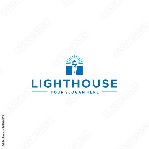 flat LIGHTHOUSE mercusuar building logo design