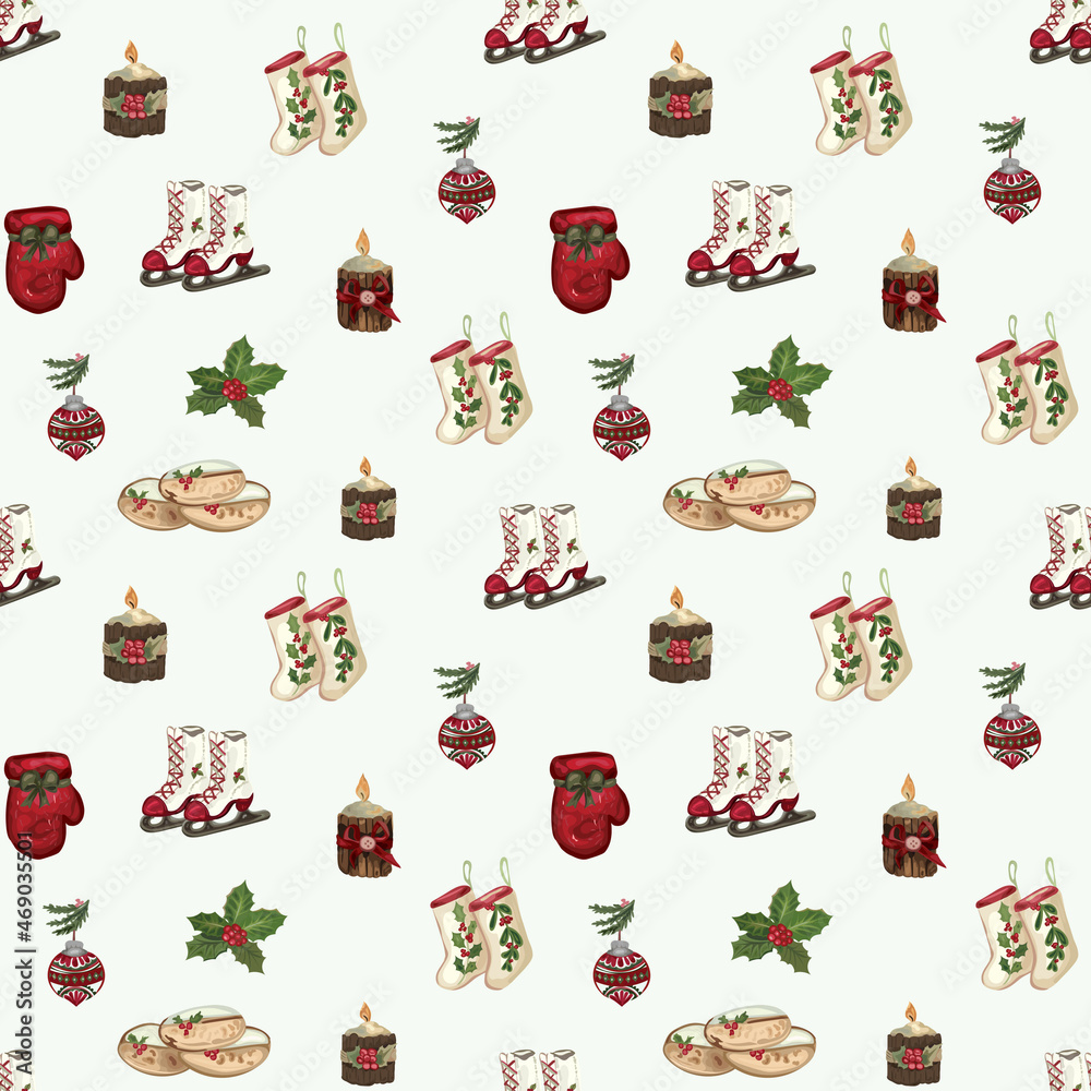 Christmas seamless pattern background. Vector illustration. Christmas seamless pattern background. Vector illustration.