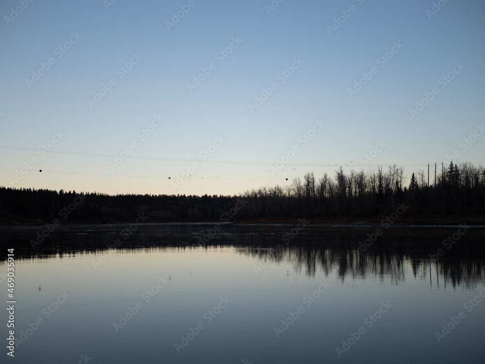 sunset over the lake