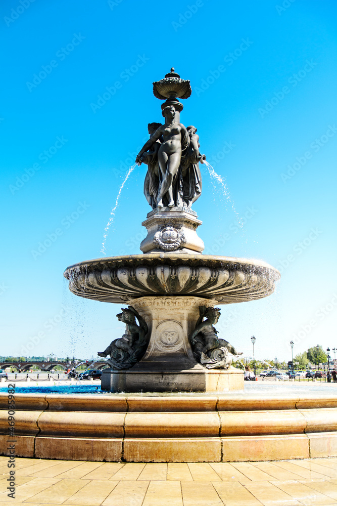 Water jet in Bordeaux, Aquitaine, France