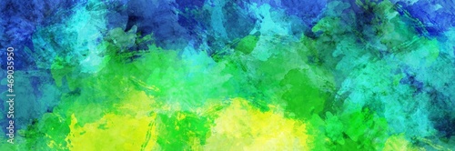 Abstract background painting art with gradient blue green and yellow paint brush for presentation, website, thanksgiving party poster, wall decoration, or t-shirt design.