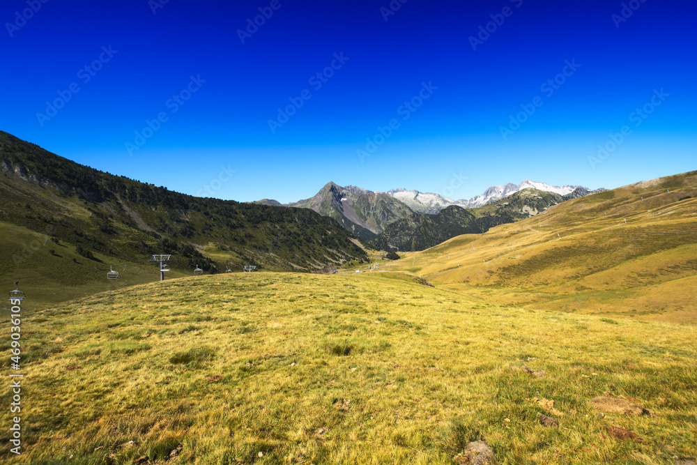 Landscape during mountain hiking at Pyrenean mountain, Saint Lary Soulan