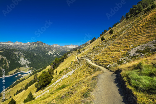 Landscape during mountain hiking at Pyrenean mountain, Saint Lary Soulan photo