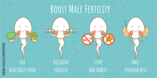 cute sperm cells with tips to boost male fertility