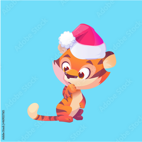 cute beautiful bright illustration tiger new year happy new year year of the tiger 2022 happy new year and christmas symbol of the year