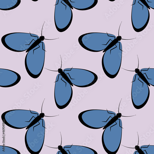 Illustration on a square background - stylized moths - graphics. Summer, insects, unbearable ease of life