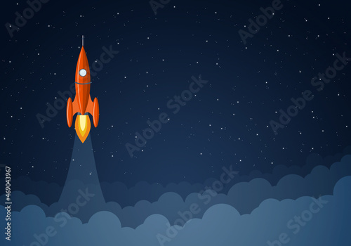 Fototapeta Naklejka Na Ścianę i Meble -  Rocket takes off into outer space