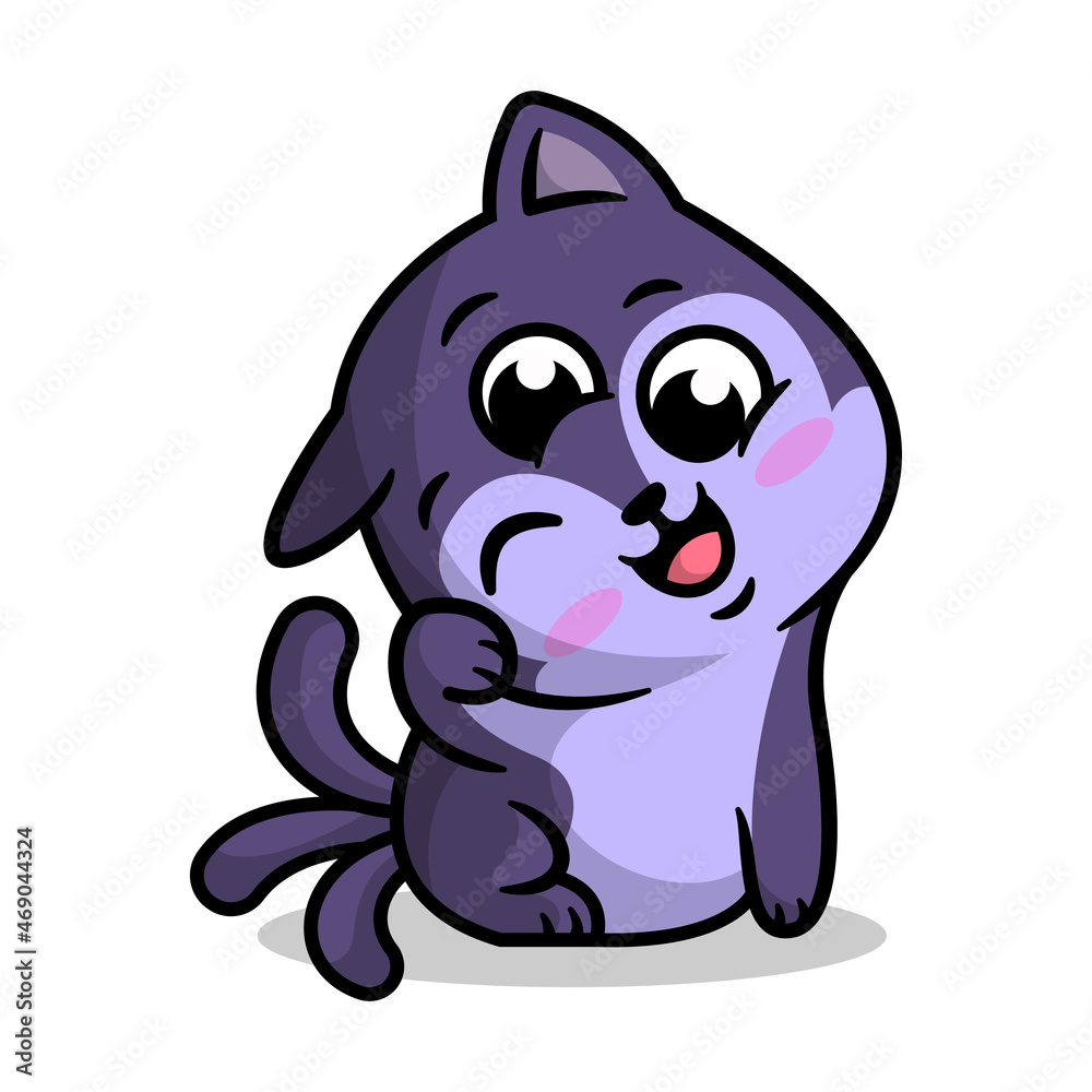 A CUTE MUTAN CAT WITH THREE EYES AND TAILS CARTOON ILLUSTRATION. A CUTE MUTAN CAT WITH THREE EYES AND TAILS CARTOON ILLUSTRATION.