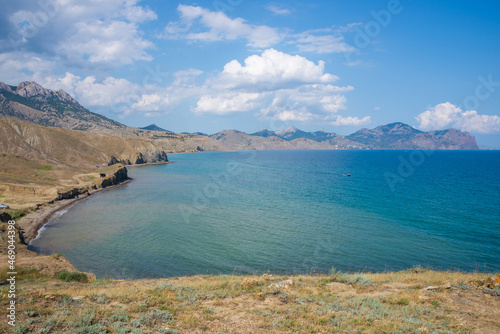 View of the Black Sea and the Kara Dag volcano in Crimea