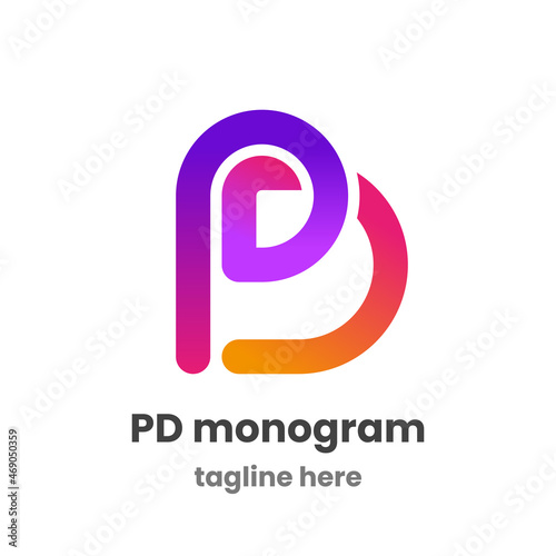 PD monogram logo design template. Abstract letter P and letter D. Modern vector emblem. Stock vector illustration.
