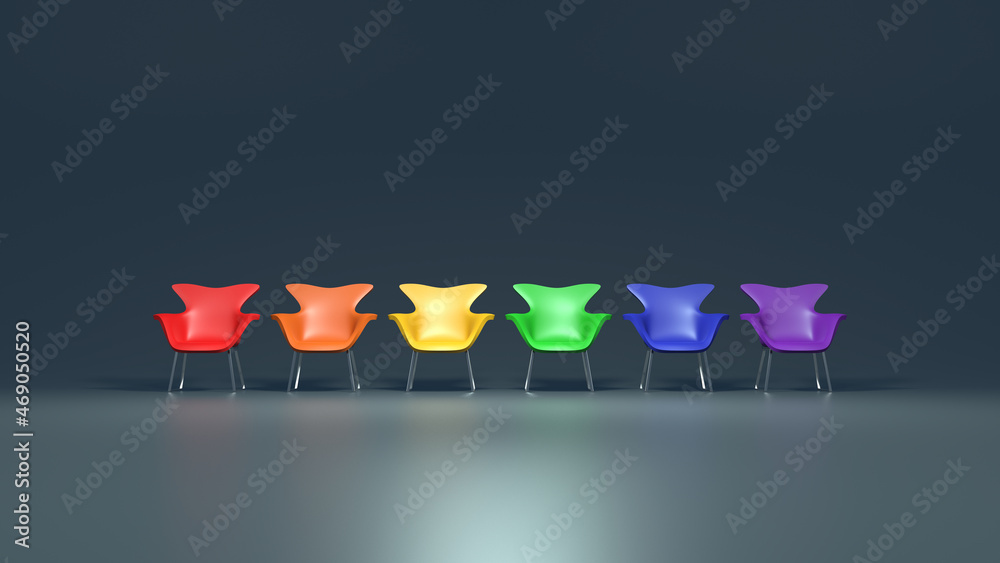 Lgbtカラーに並んだ個性的な椅子 3dcg ポスター 背景 Stock Illustration Adobe Stock Lgbtカラーに並んだ個性的な椅子 3dcg ポスター 背景 Stock Illustration Adobe Stock
