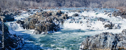 Great Falls National Park in winter - Circa Washington DC United States photo
