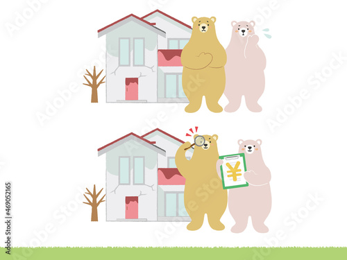 リフォーム・外壁塗装、悩む夫婦ビフォー【くまさんシリーズ】