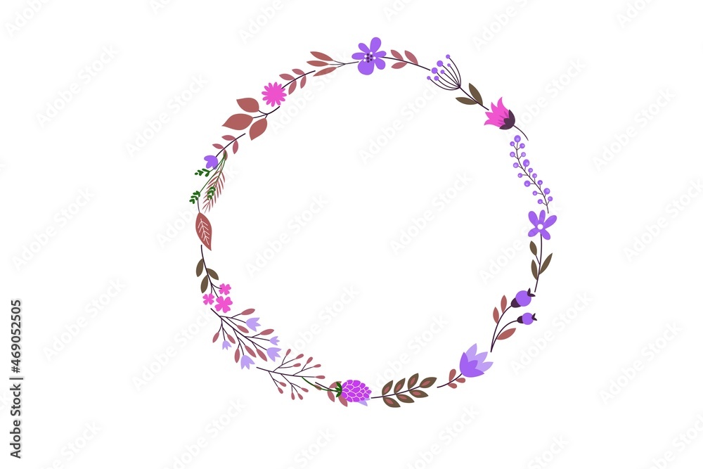 Floral round frame with lavender on isolated white background. Lavender wreath Floral round frame with lavender on isolated white background. Lavender wreath